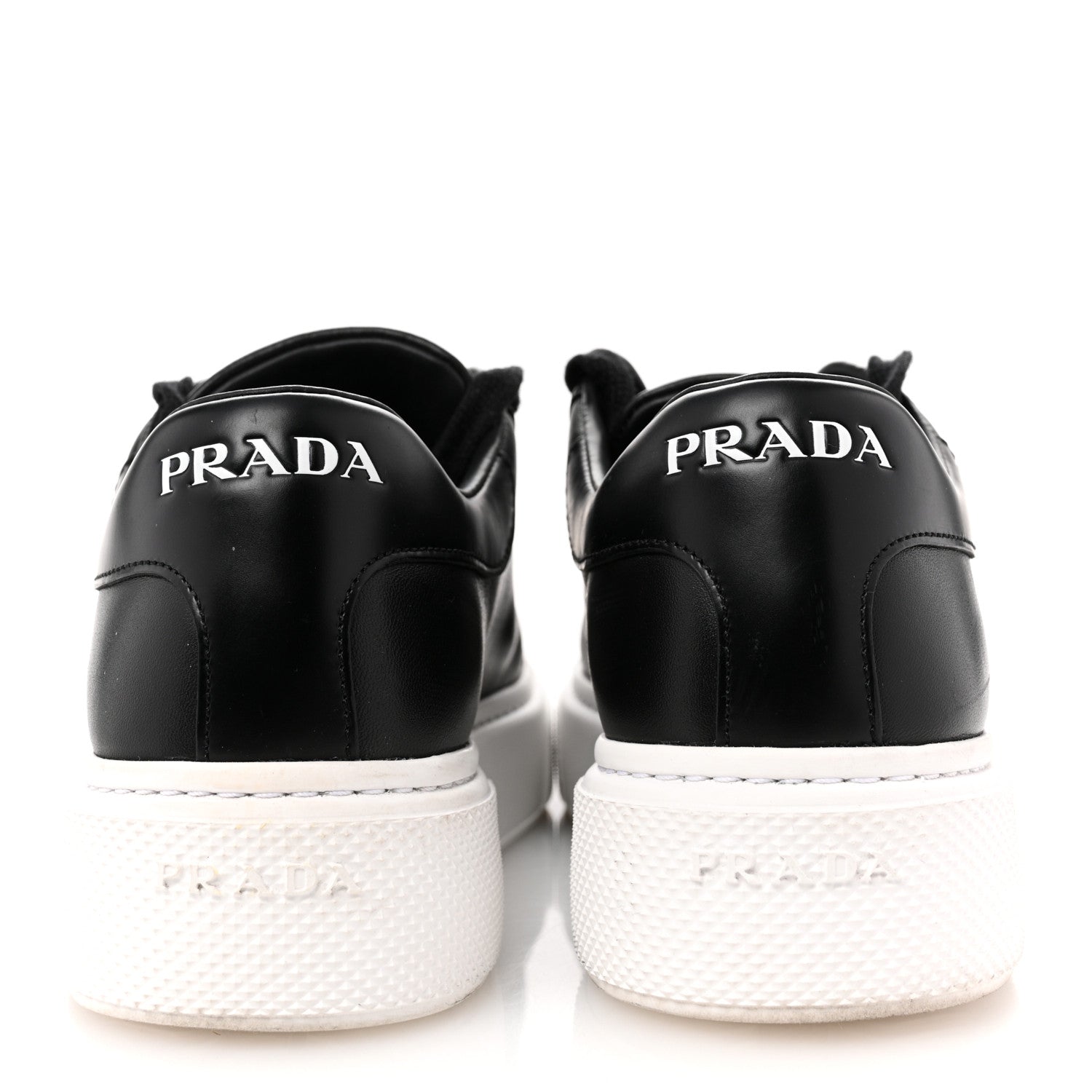 Prada Vitello Soft Logo Low Top 45mm Sneakers 36.5 Black White 6 of 11