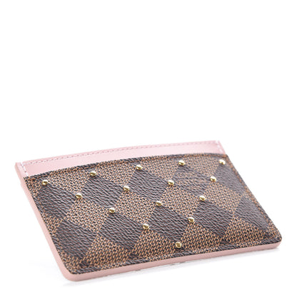 Louis Vuitton Damier Ebene Studded Card Holder Rose Ballerine 4 of 8