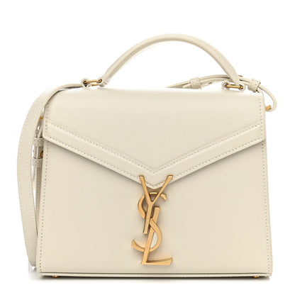 Saint Laurent Grain de Poudre Mini Classic Monogram Cassandra Top Handle Vintage White 1 of 10
