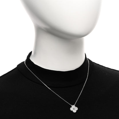 Van Cleef & Arpels 18K White Gold Diamond Vintage Alhambra Pendant Necklace 2 of 5