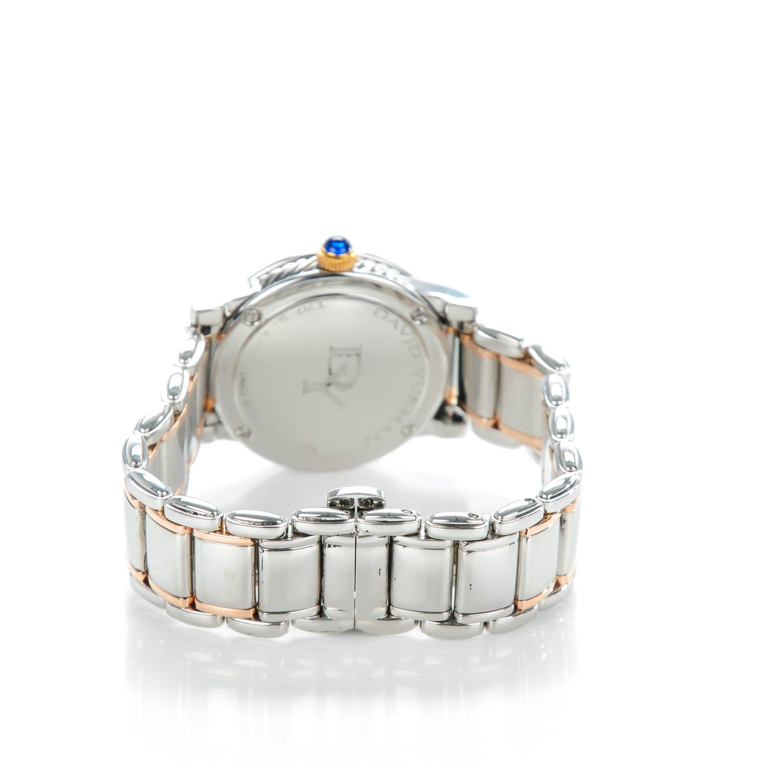 David Yurman Stainless Steel 18K Rose Gold Diamond Bezel Mother of Pearl 30mm Classic Quartz Watch 5 of 8