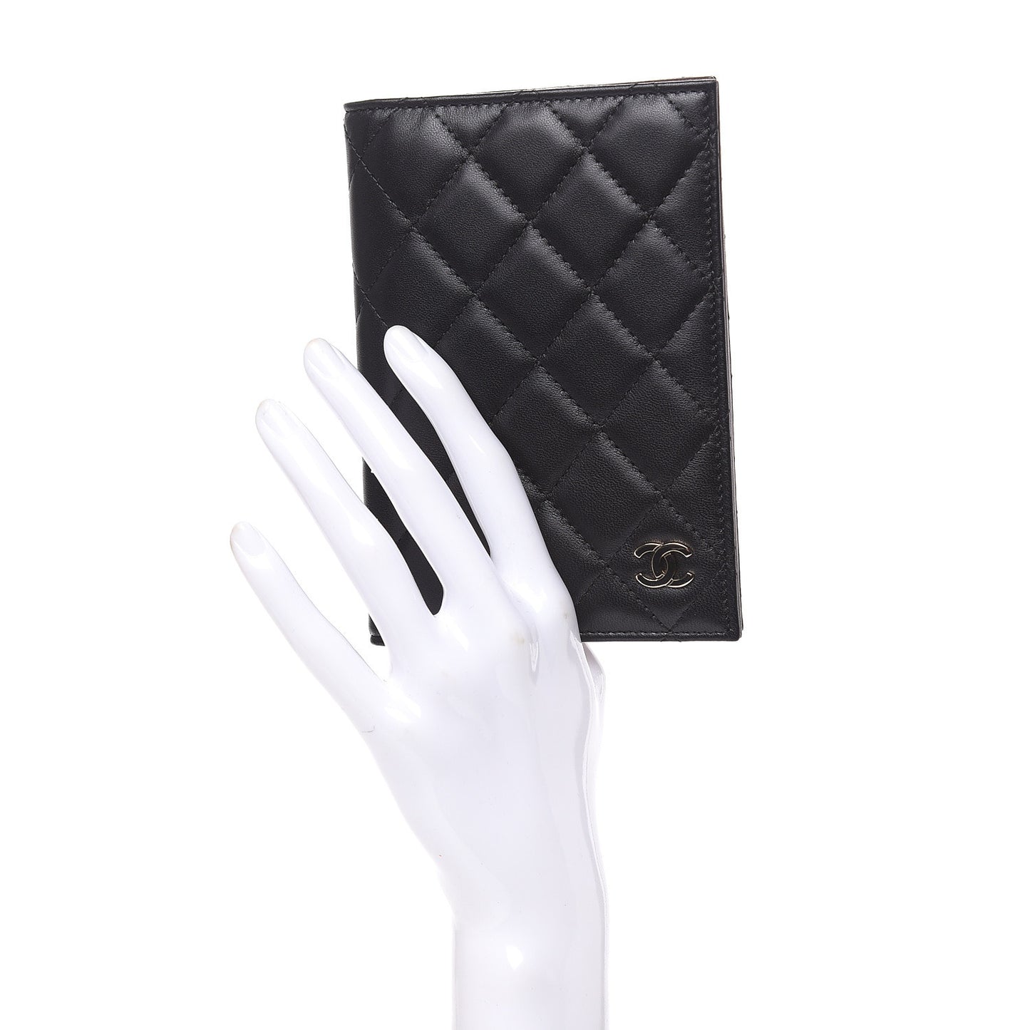 Lambskin Quilted Passport Holder Black