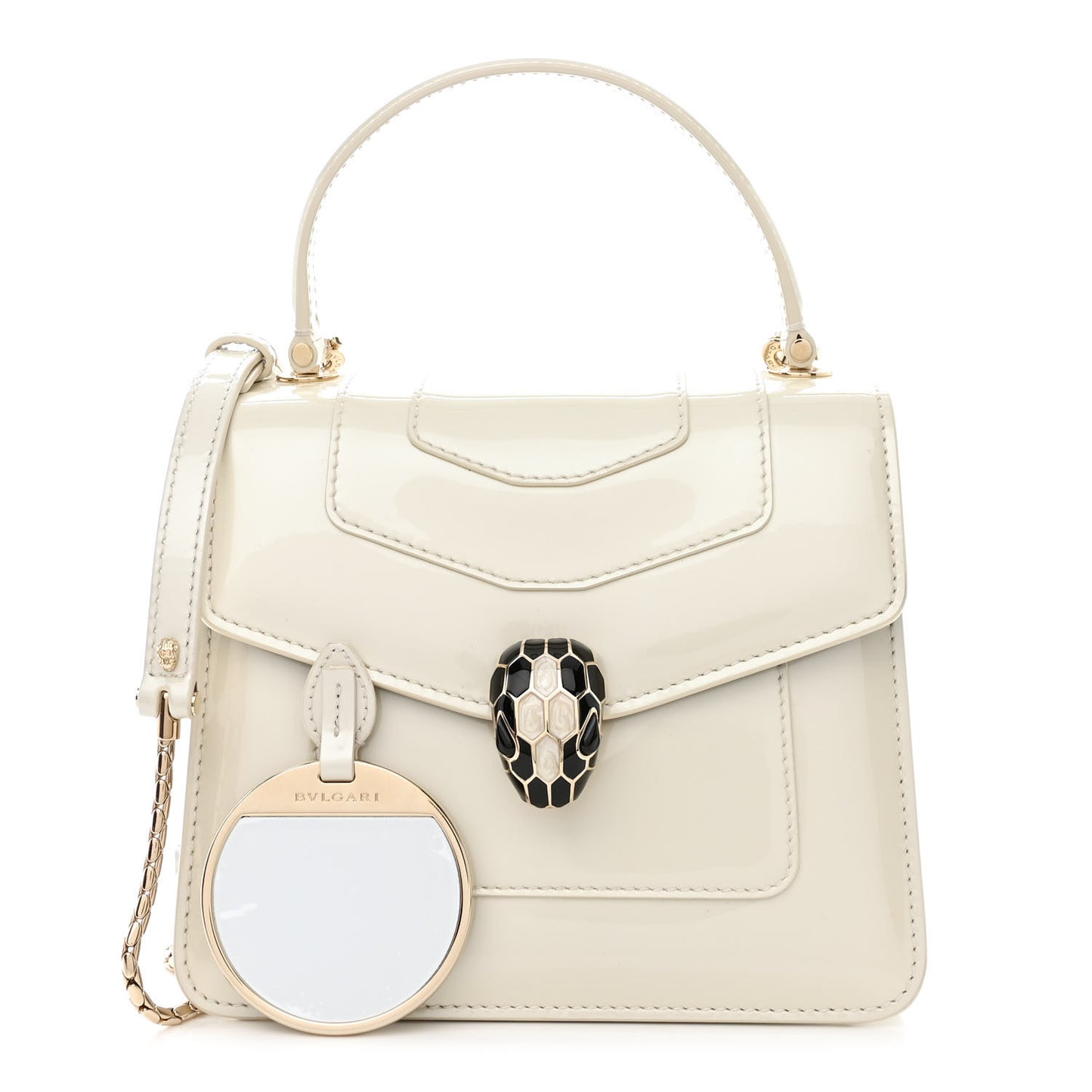 Patent Serpenti Forever Top Handle White