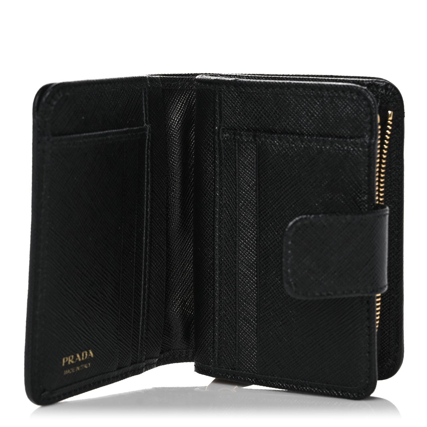 Nylon Saffiano Metal Compact Wallet Black