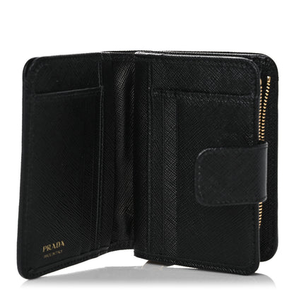 Prada Nylon Saffiano Metal Compact Wallet Black 5 of 10