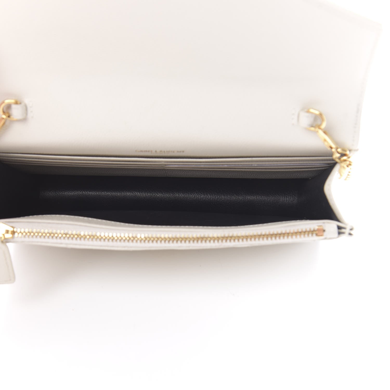 Saint Laurent Grain De Poudre Matelasse Chevron Monogram Envelope Chain Crema Soft 5 of 17