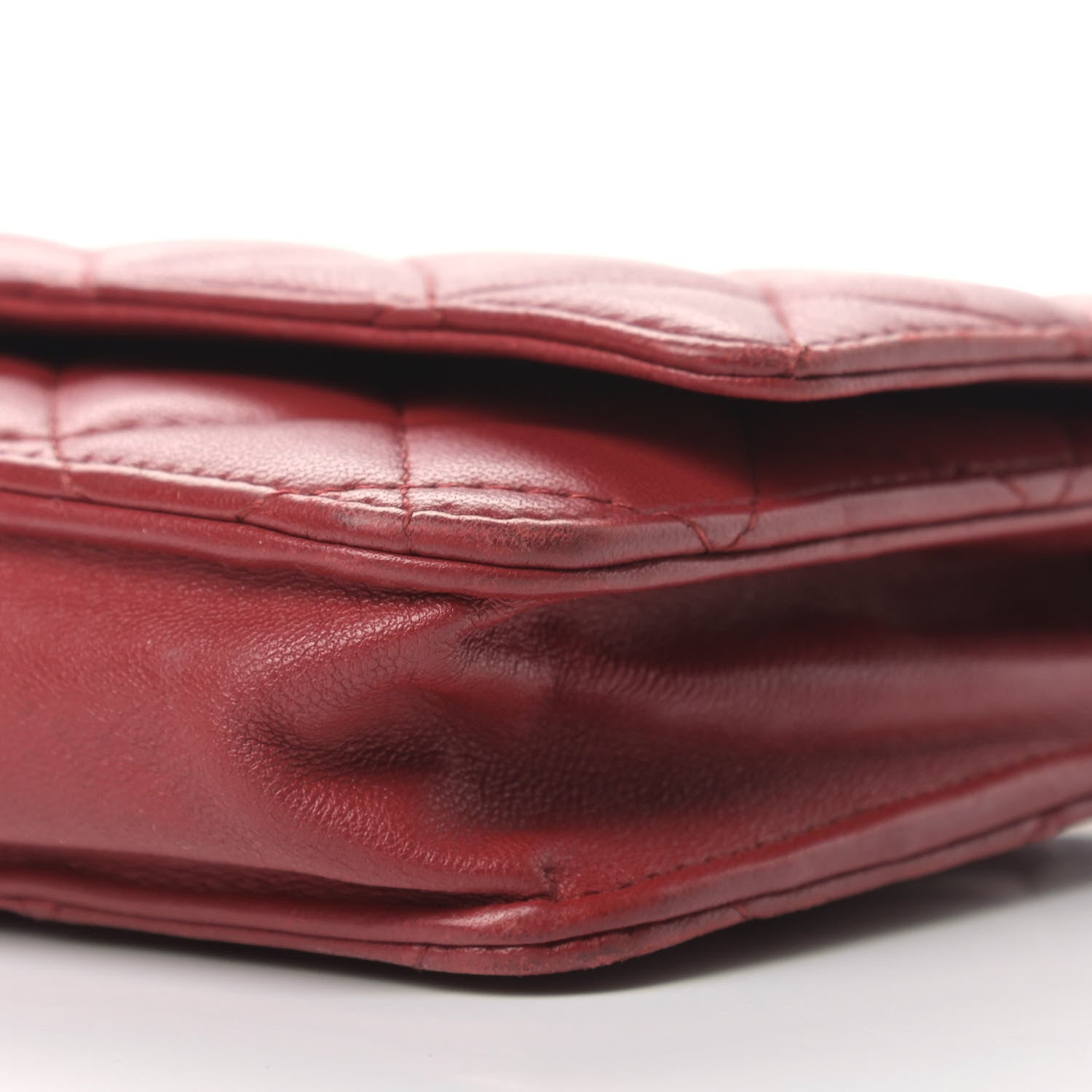 Chanel Lambskin Quilted Wallet On Chain WOC Red 10 of 14