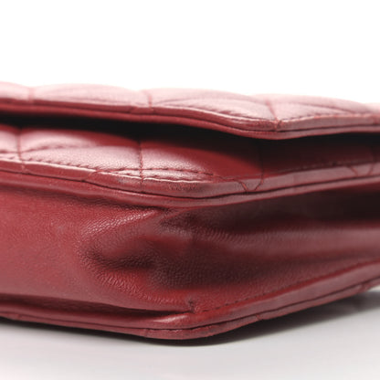 Chanel Lambskin Quilted Wallet On Chain WOC Red 10 of 14
