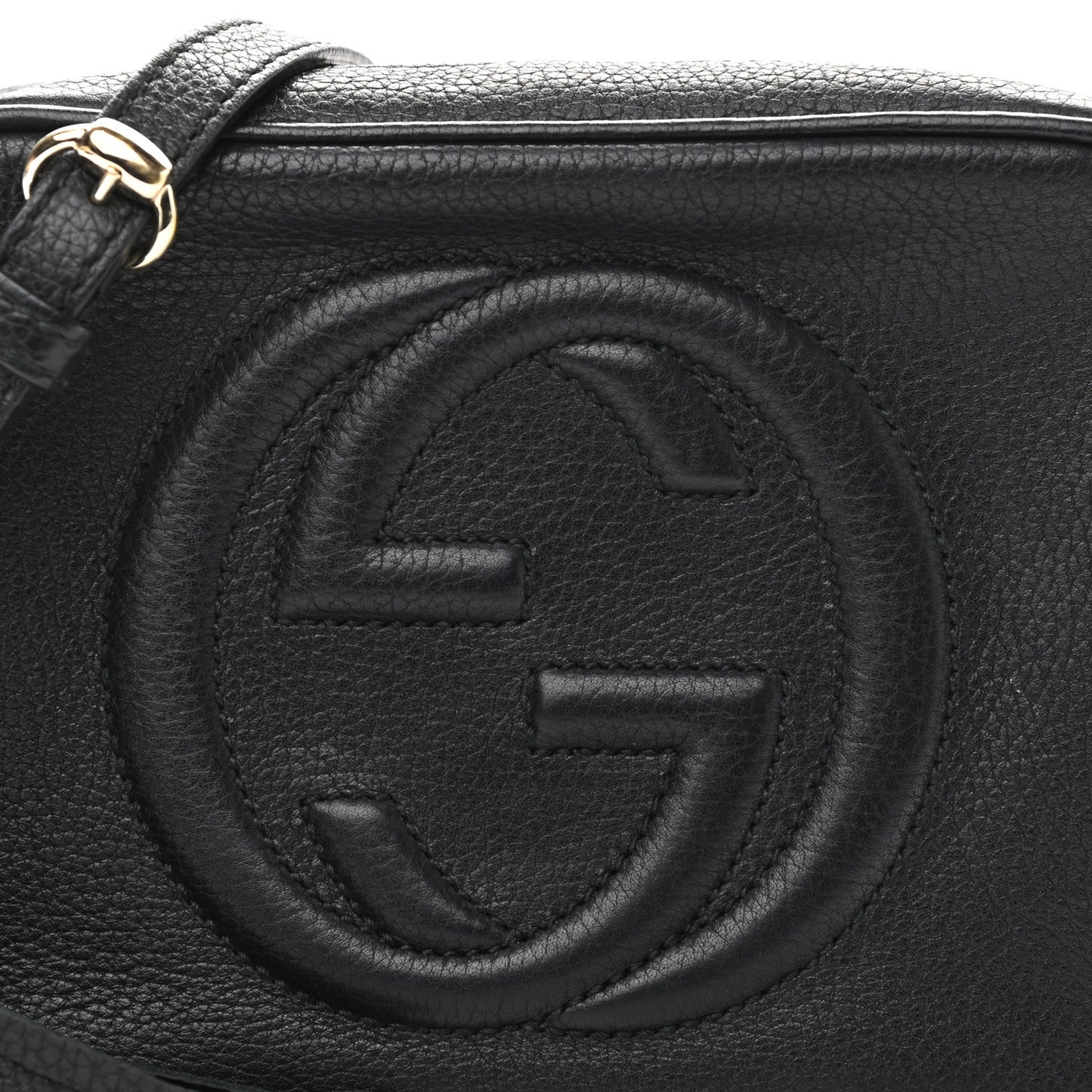 Pebbled Calfskin Small Soho Disco Bag Black