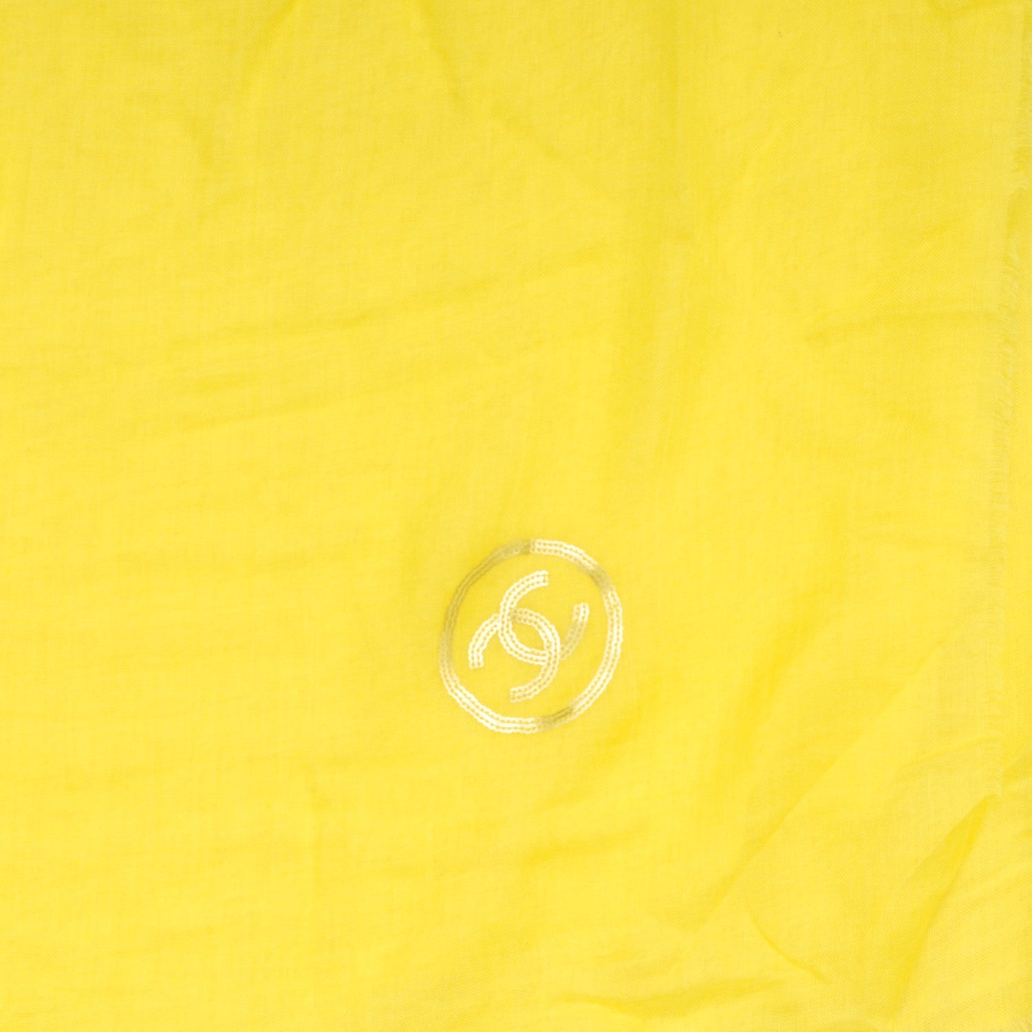 Chanel Modal Cashmere Sequins CC Scarf Yellow 3 of 5