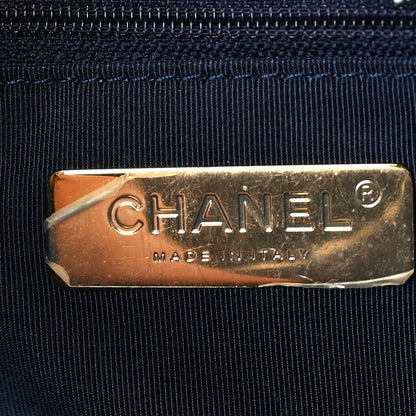 Chanel Tweed Quilted Medium 19 Flap Ecru Navy Blue Multicolor 5 of 9