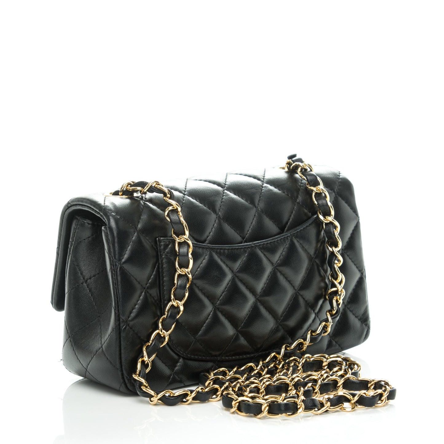 Lambskin Quilted Mini Rectangular Flap Black