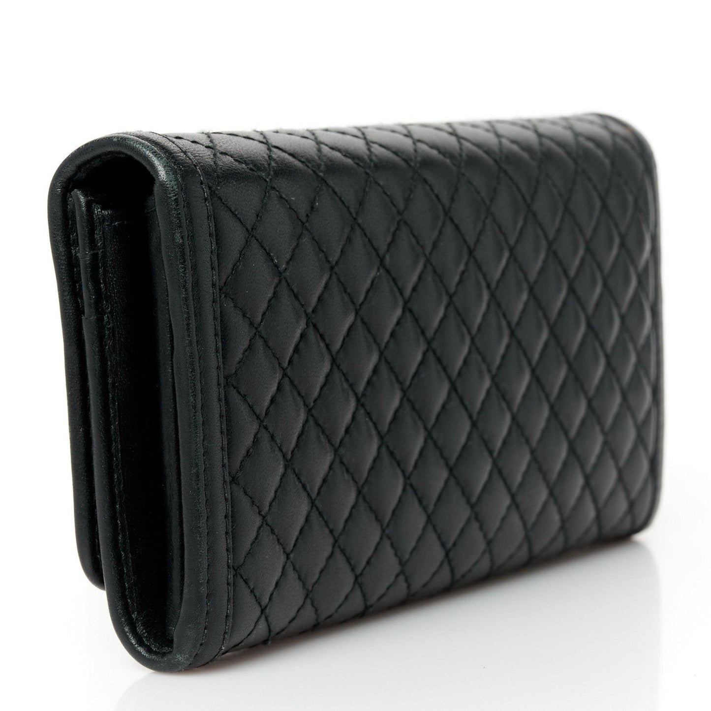 Soft Calfskin Quilted Continental Flap Wallet Black