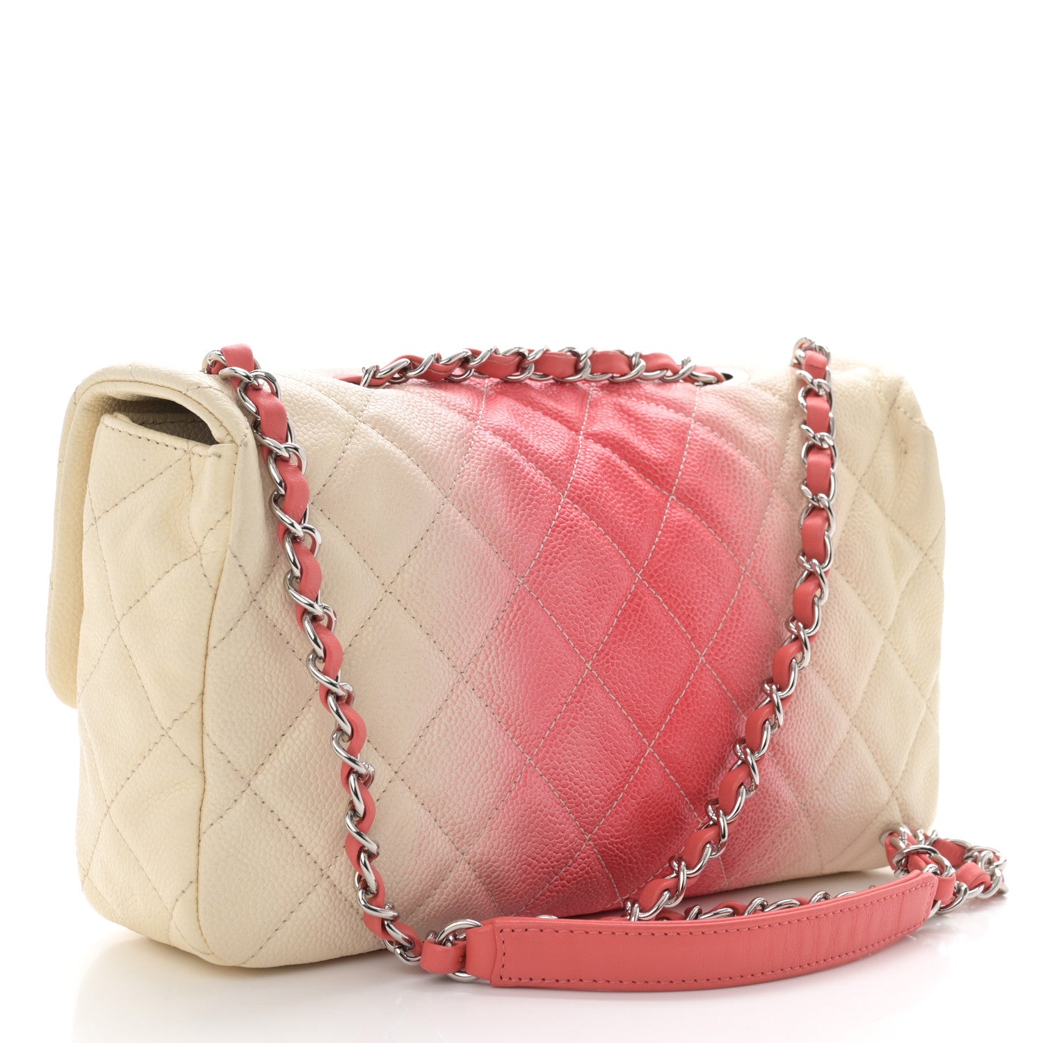 Chanel Caviar Quilted Ombre Medium Single Flap White Rose Pink 2 of 11