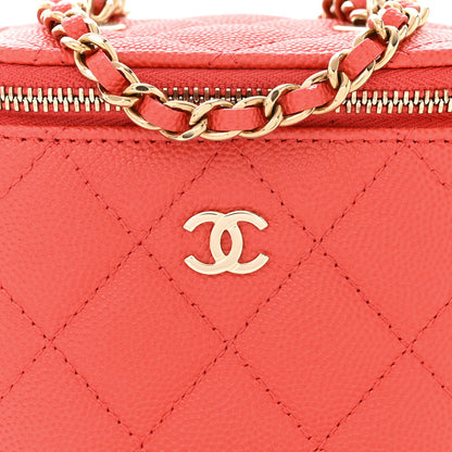 Chanel Caviar Quilted Mini Vanity Case With Chain Dark Pink 8 of 10