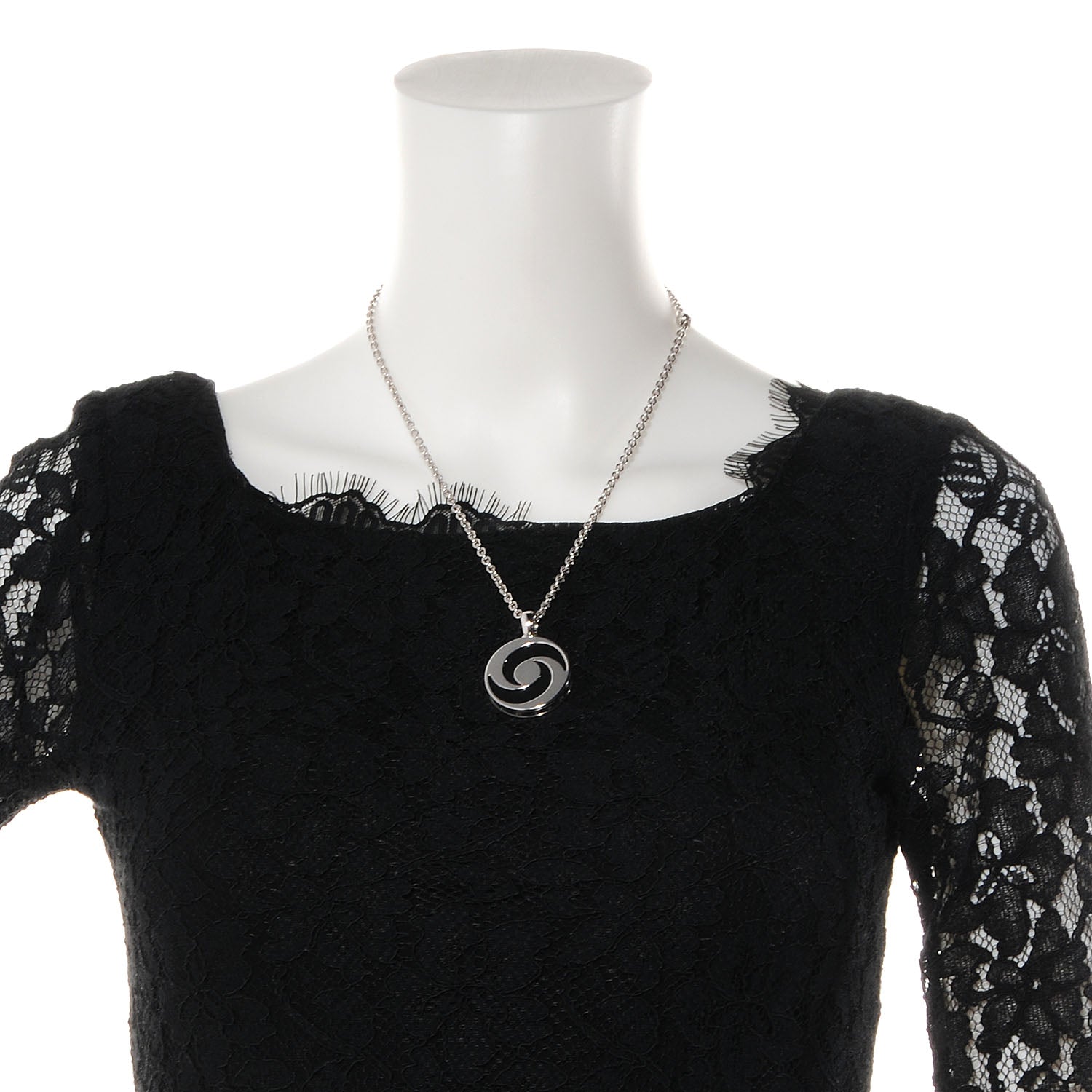 Bulgari BVLGARI Stainless Steel 18K White Gold Black Onyx Optical Illusion Pendant Necklace 2 of 6