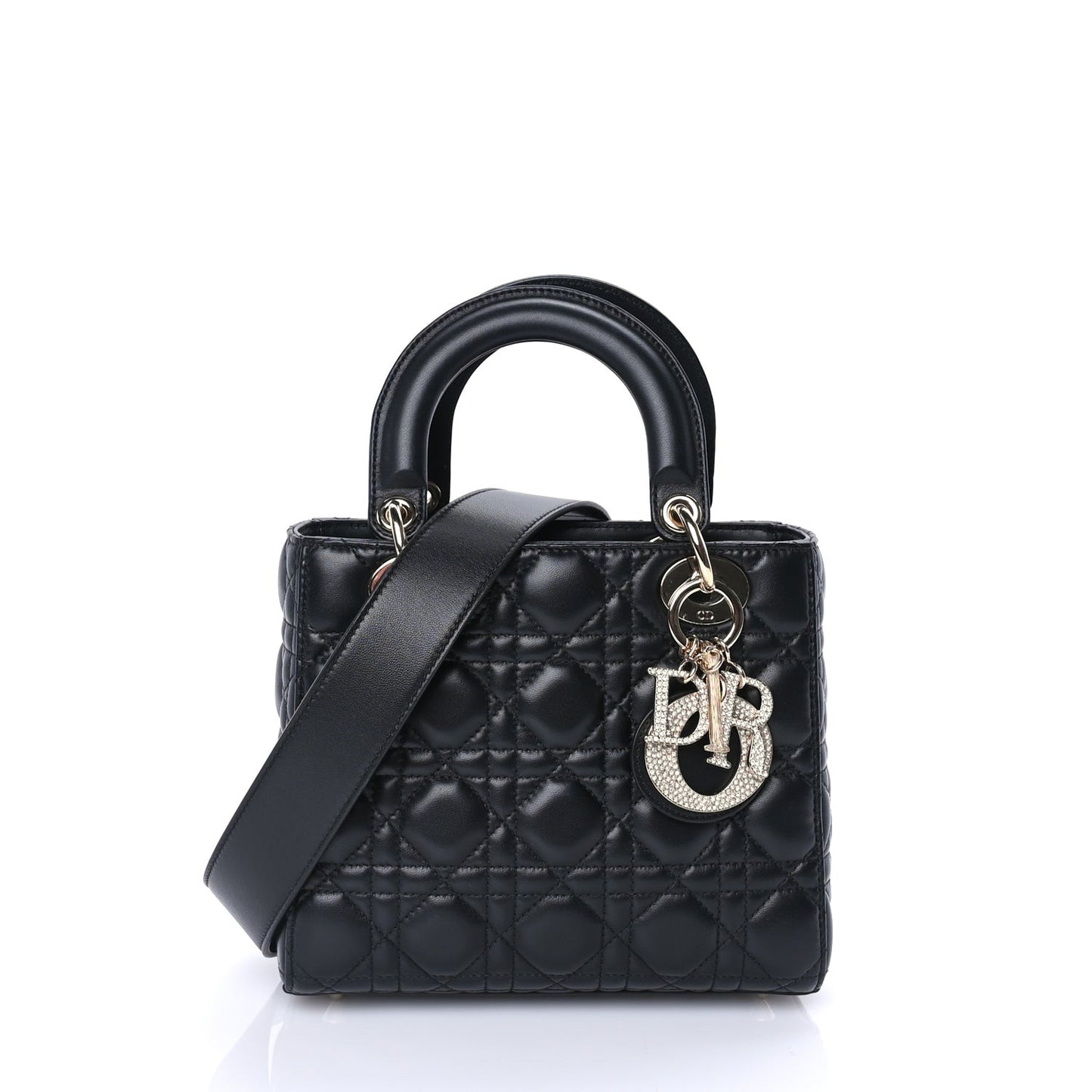 Lambskin Cannage Crystal Small My ABCDior Lady Dior  Black