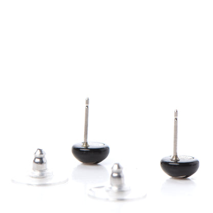 Chanel Resin CC Stud Earrings Black 3 of 5
