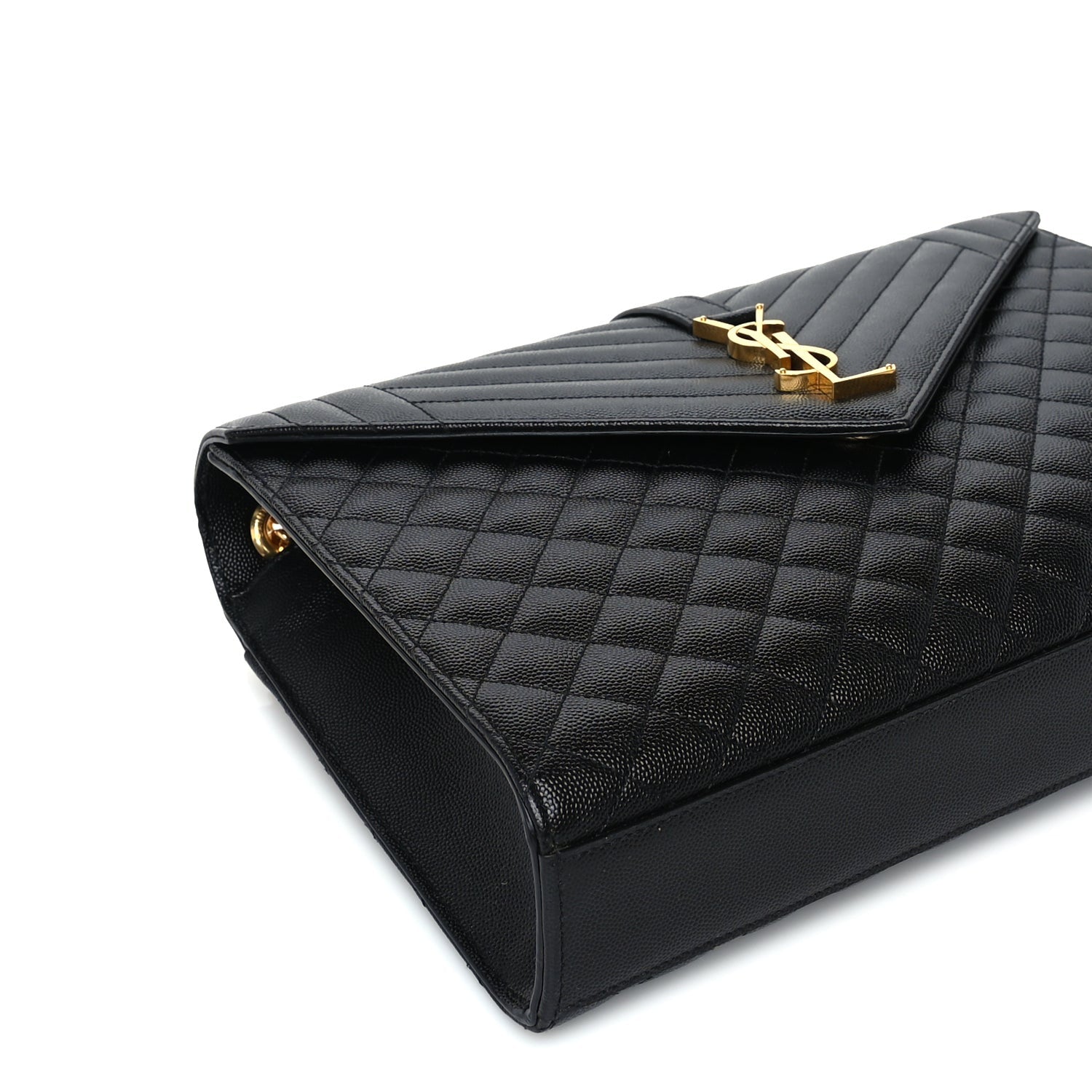 Saint Laurent Grain De Poudre Textured Mixed Matelasse Large Triquilt Monogram Satchel Black 8 of 8