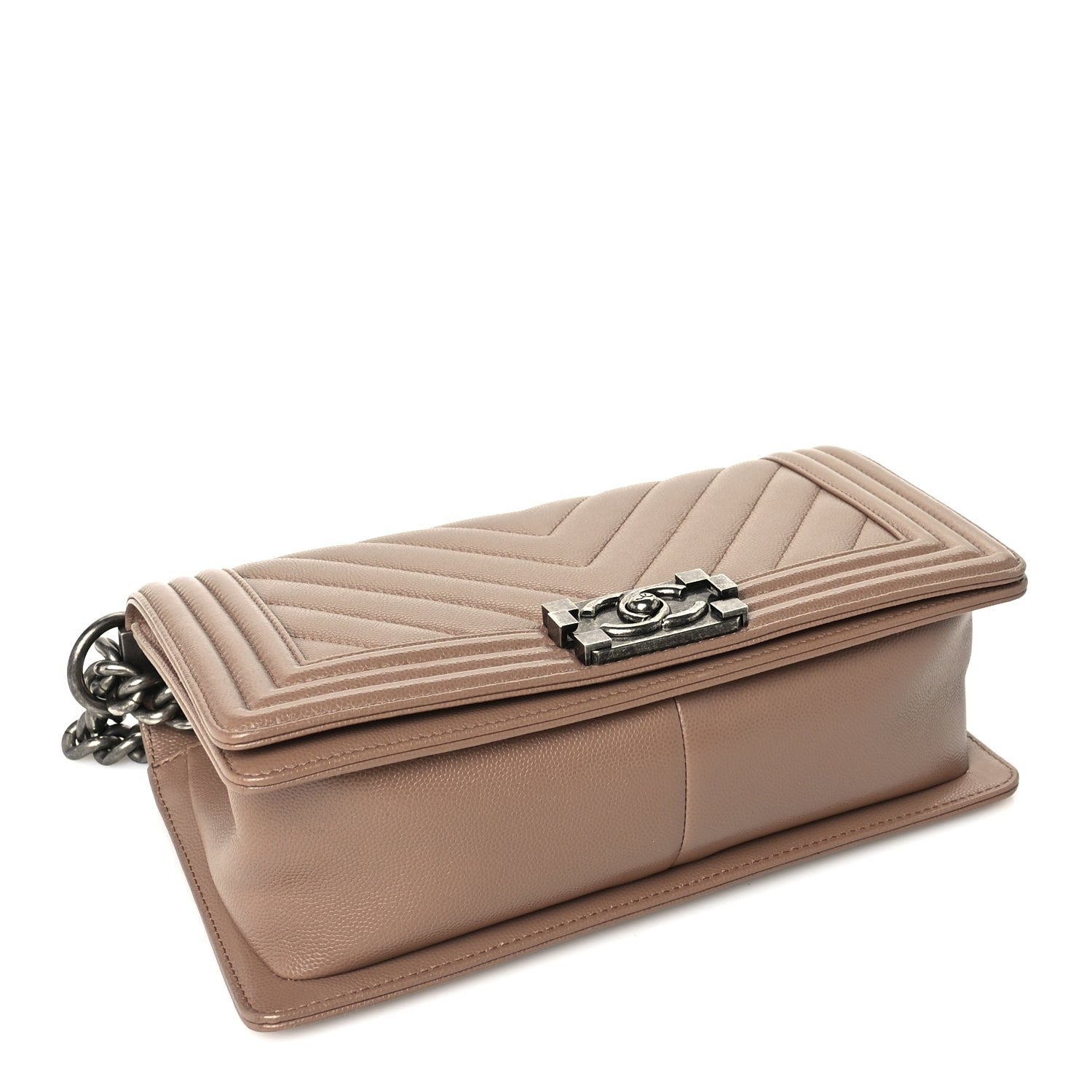 Chanel Caviar Chevron Quilted Medium Boy Flap Light Brown 3 of 9