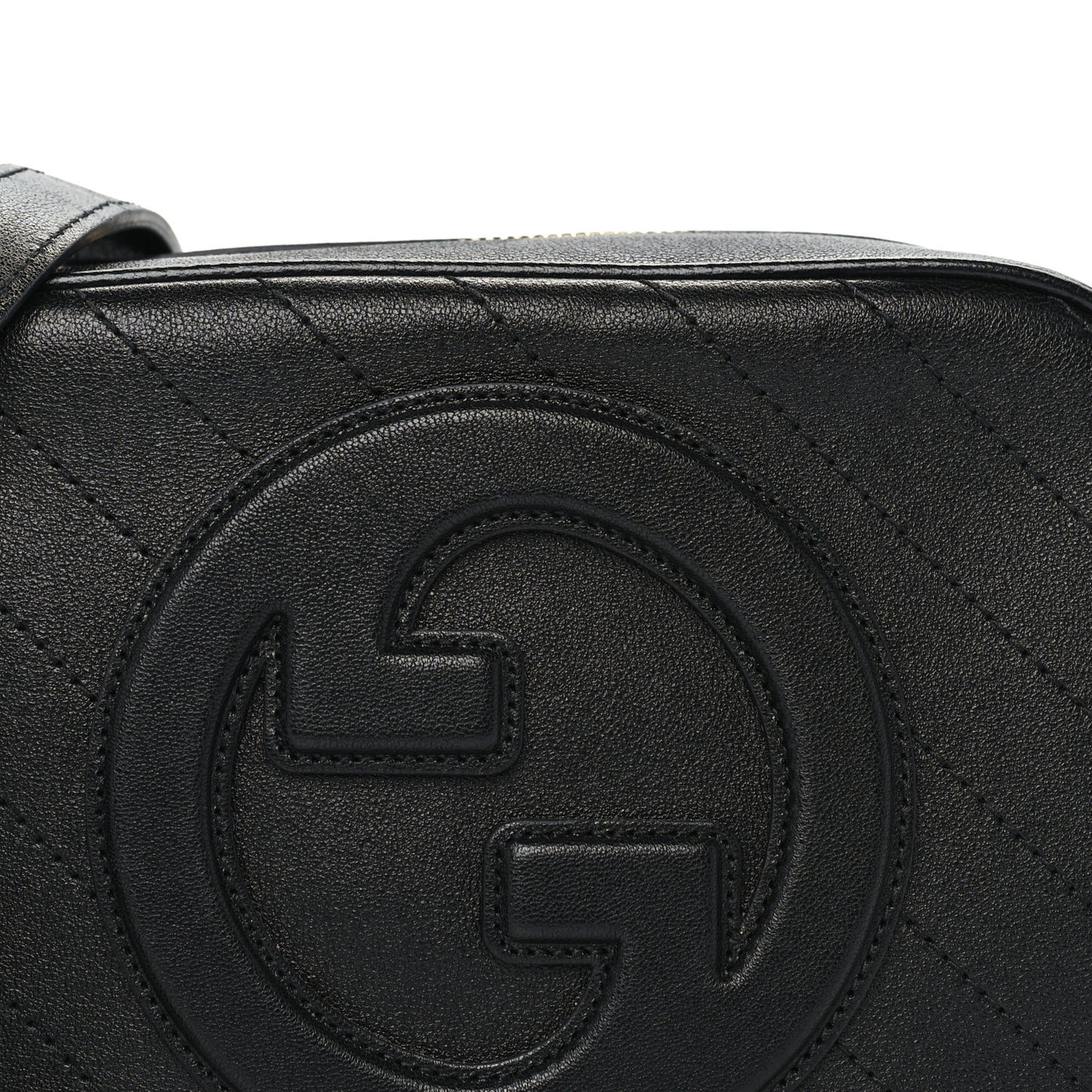Sakai Be Green Calfskin Diagonal Stitched Small Blondie Shoulder Bag Black