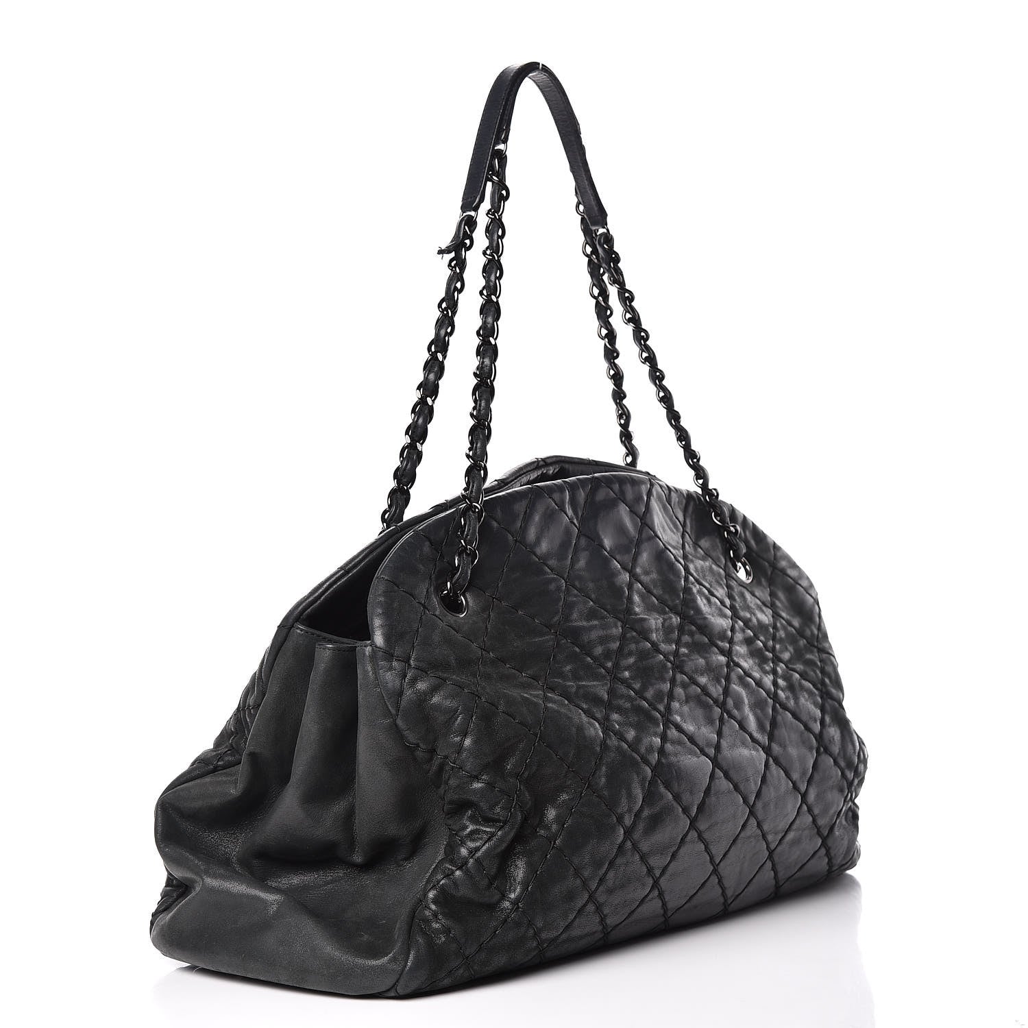Chanel Iridescent Calfskin Large Just Mademoiselle Bowling Bag Black 3 of 15