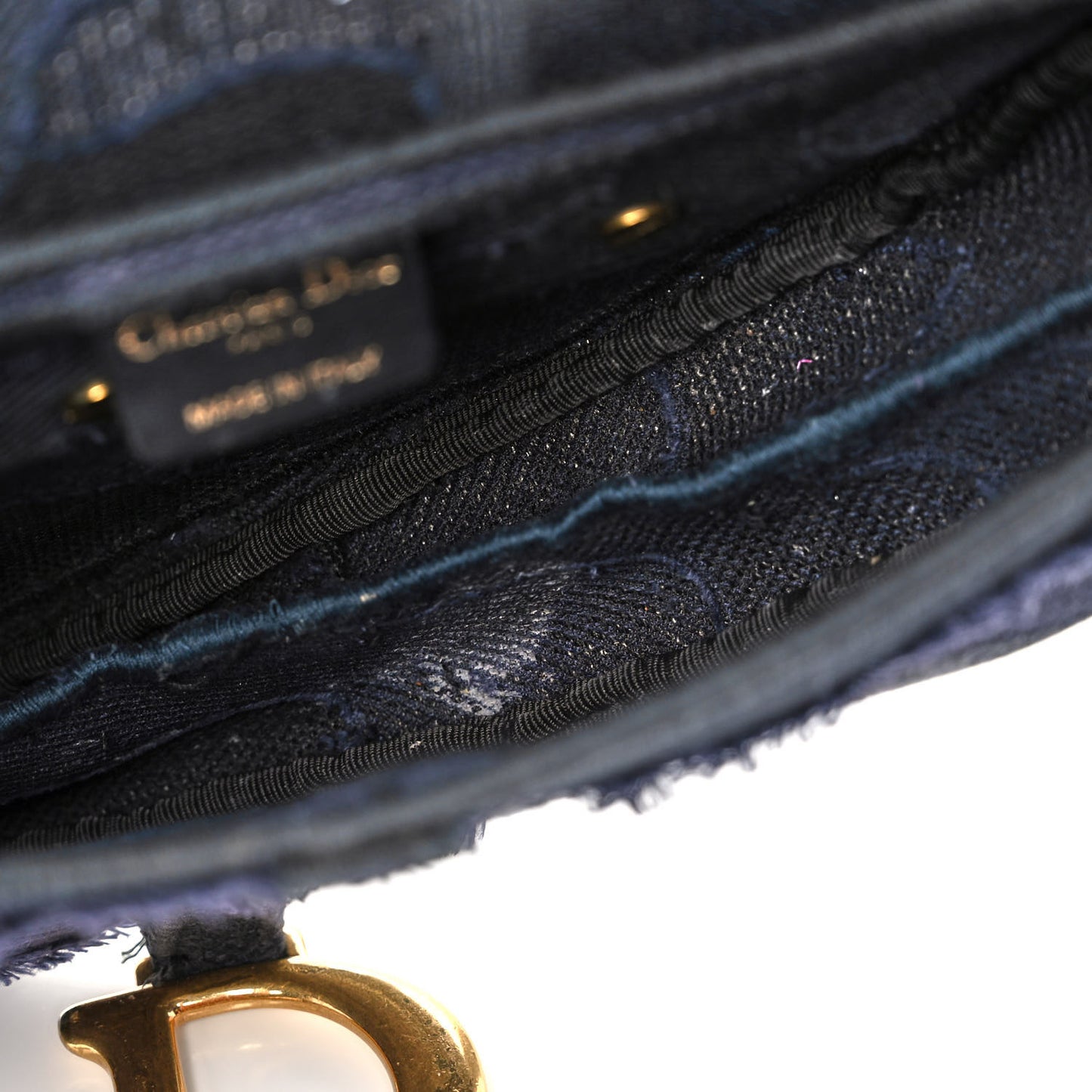 Canvas Embroidered Camouflage Saddle Bag Blue