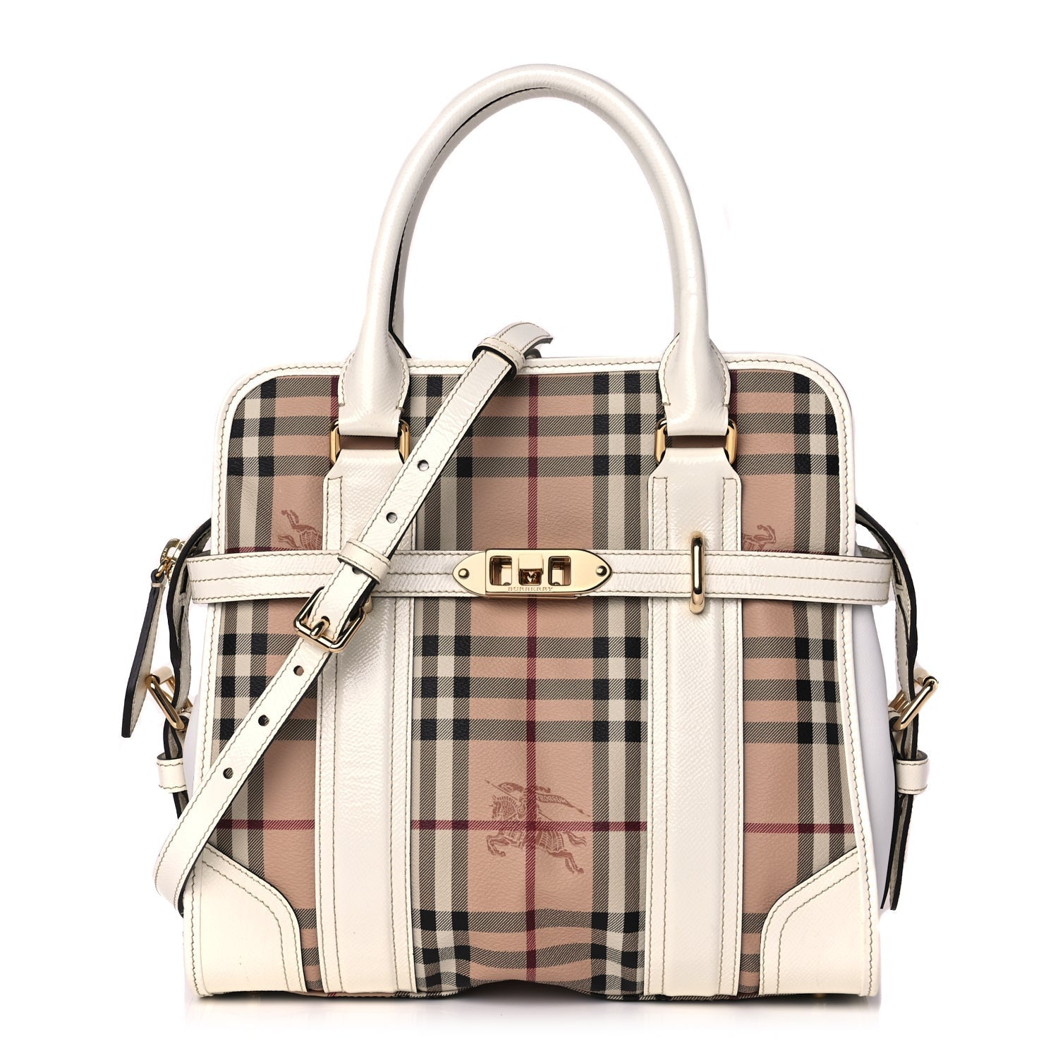 Burberry Haymarket Check Medium Minford Portrait Tote White 1 of 8