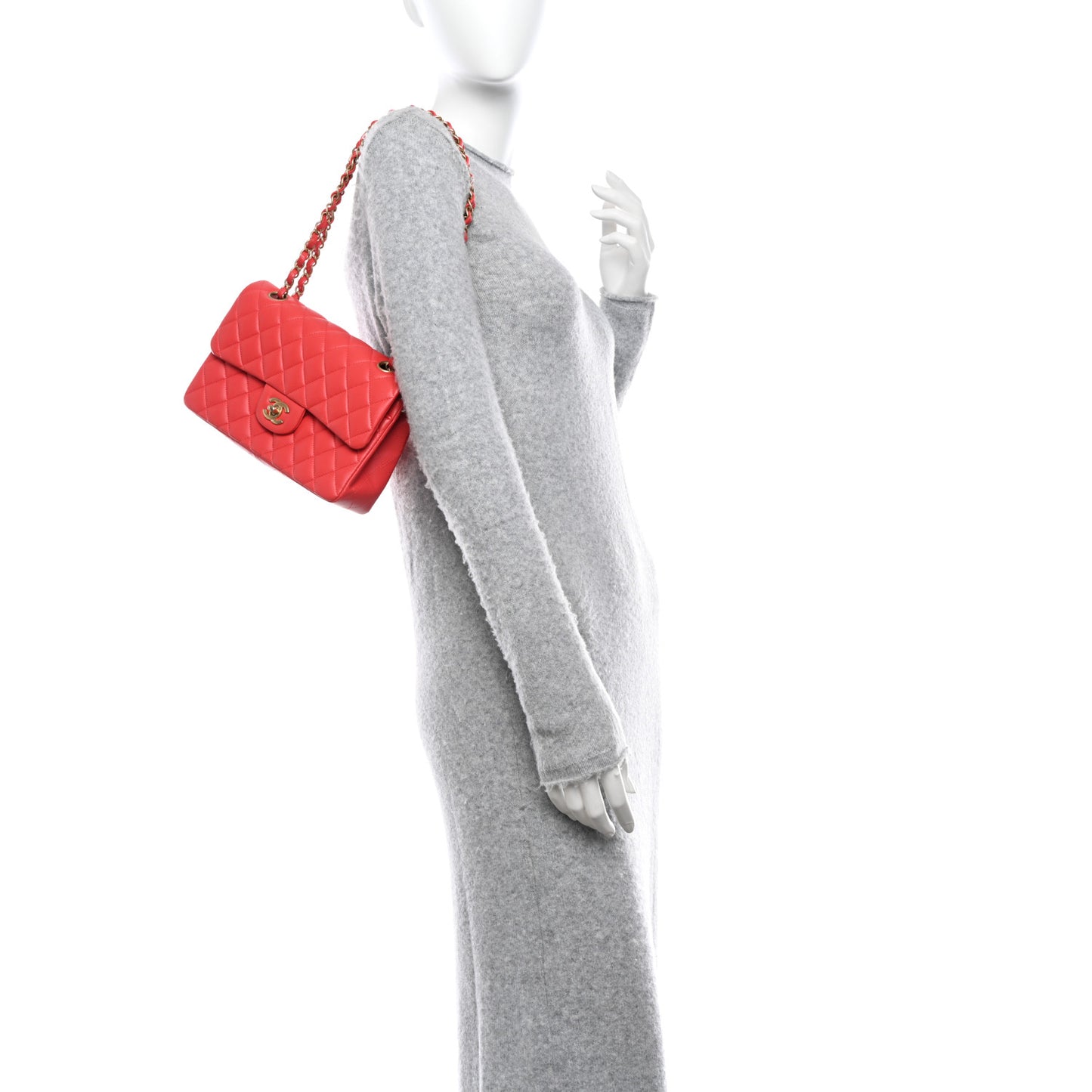 Lambskin Quilted Small Double Flap Red