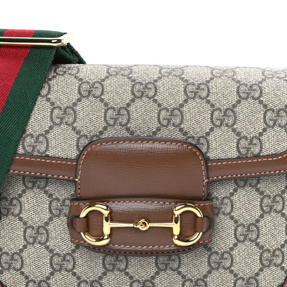 Gucci GG Supreme Monogram Web Mini Horsebit 1955 Shoulder Bag  Beige Brown Sugar 6 of 7