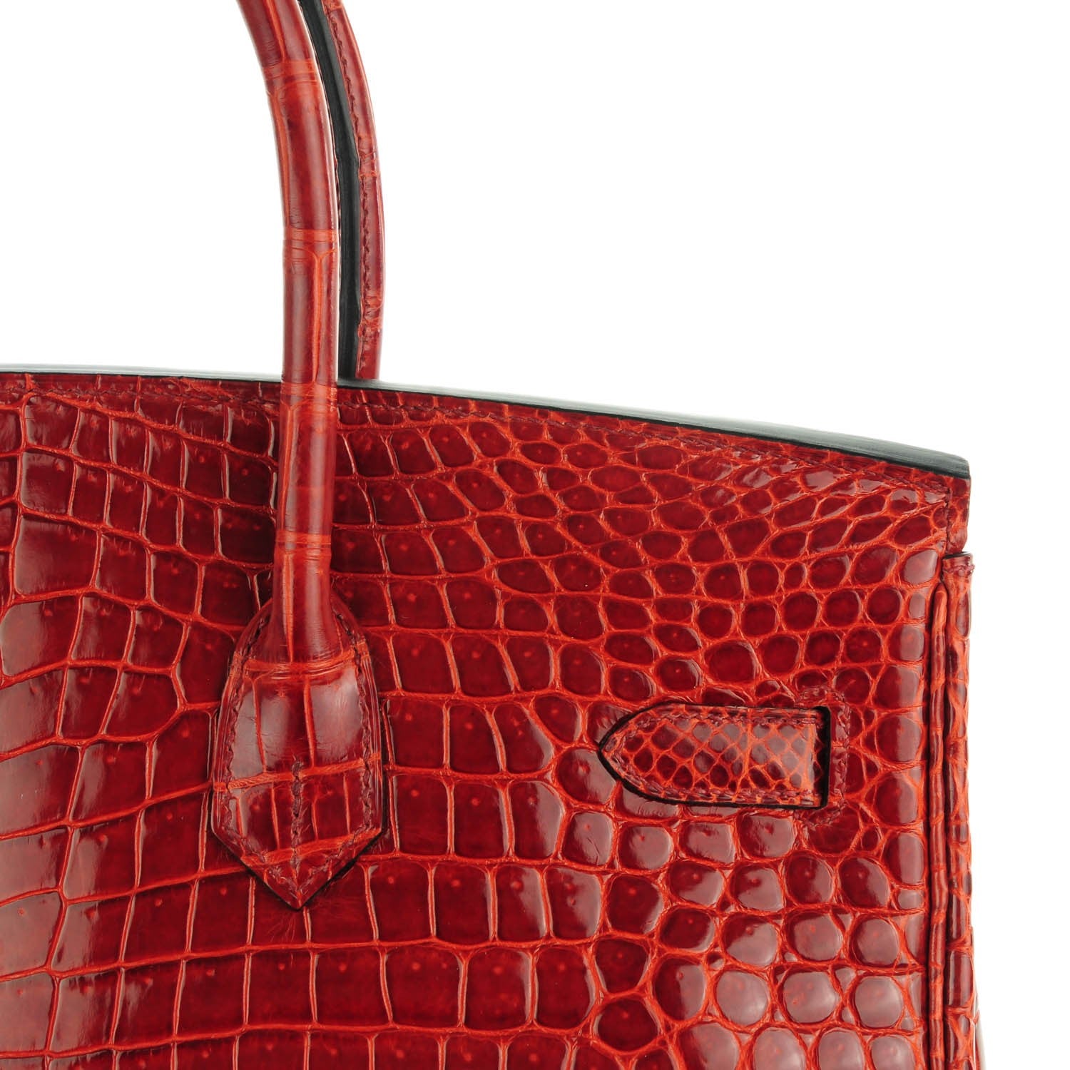 Hermes Shiny Porosus Crocodile Birkin 35 Rouge H 23 of 25