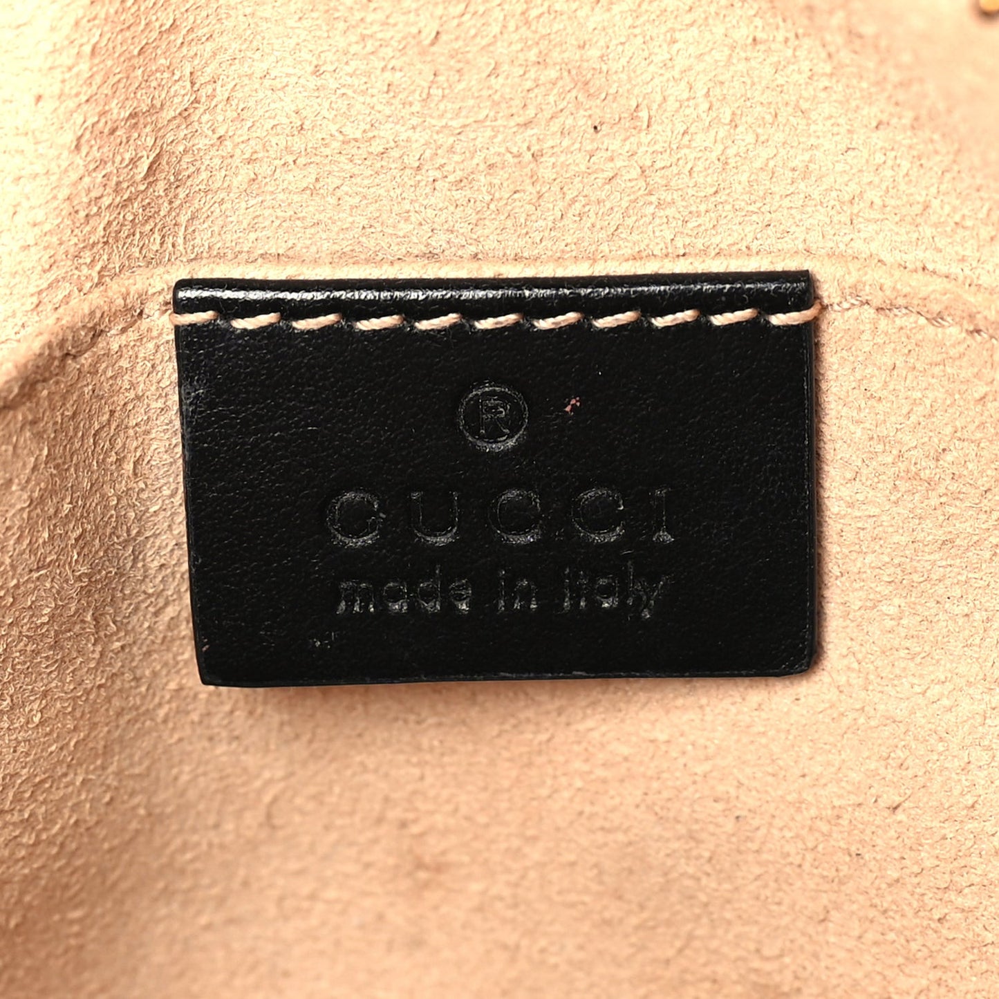 Calfskin Matelasse Mini GG Marmont Chain Shoulder Bag Black