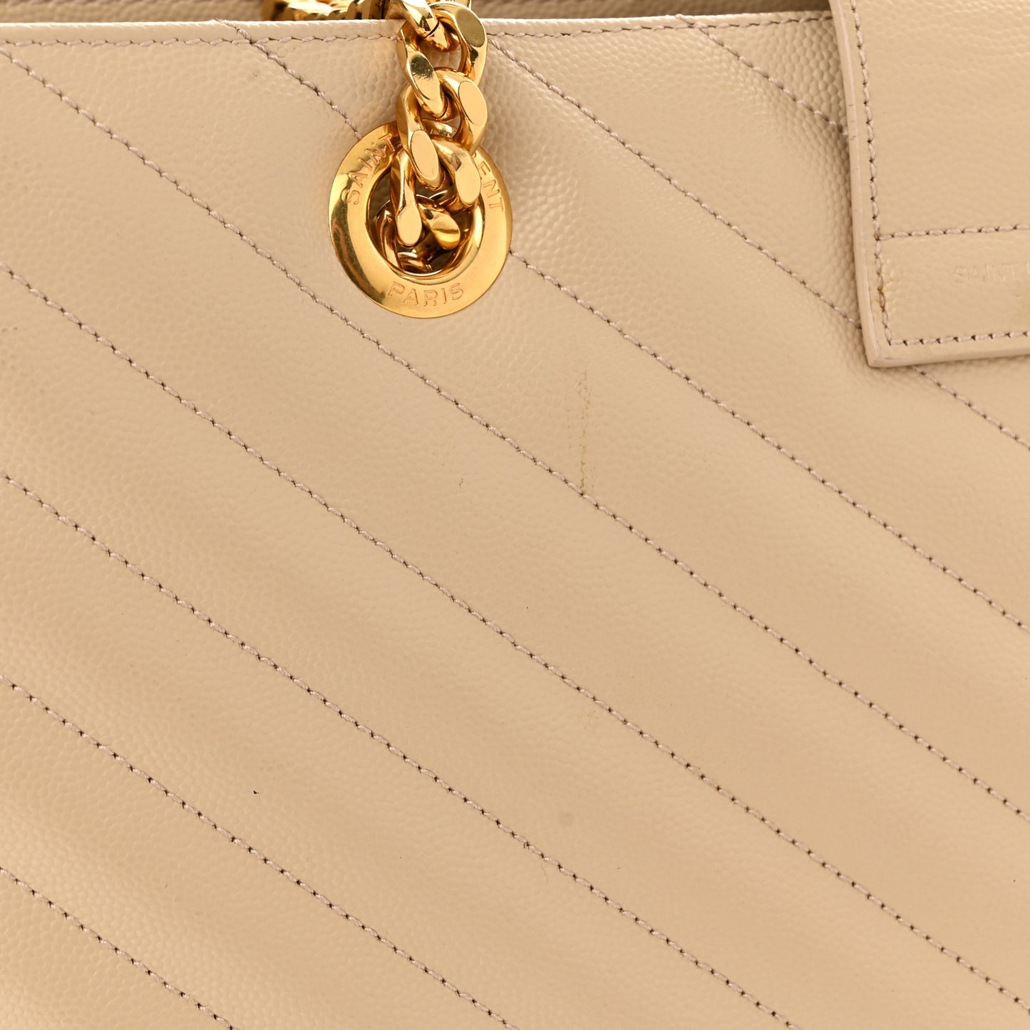 Grain De Poudre Matelasse Chevron Monogram Shopping Bag Nude Powder