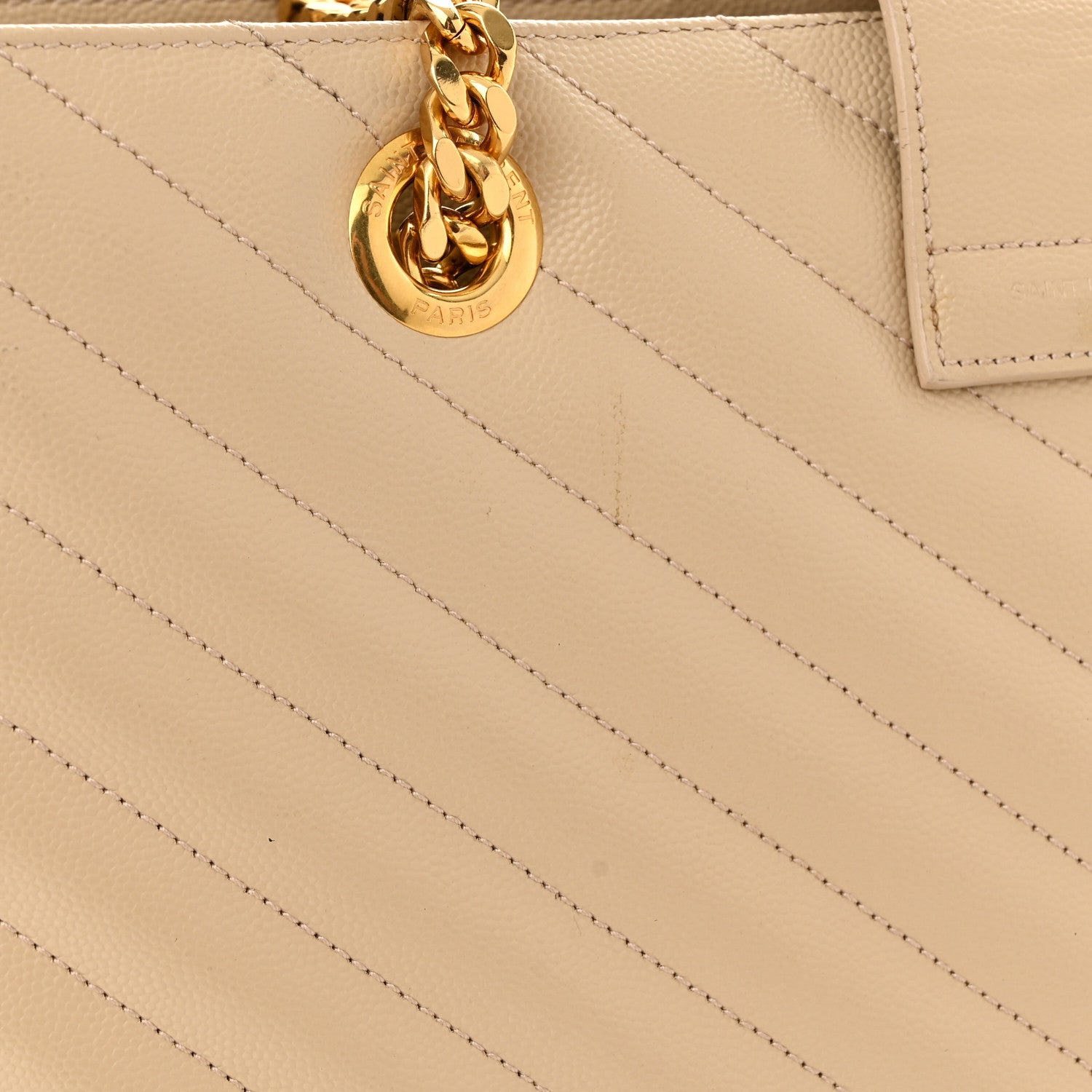 Saint Laurent Grain De Poudre Matelasse Chevron Monogram Shopping Bag Nude Powder 12 of 15