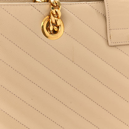Saint Laurent Grain De Poudre Matelasse Chevron Monogram Shopping Bag Nude Powder 12 of 15
