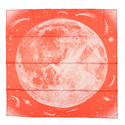 Hermes Silk Double Face Clair De Lune Scarf 90 Orange Gris White 1 of 4