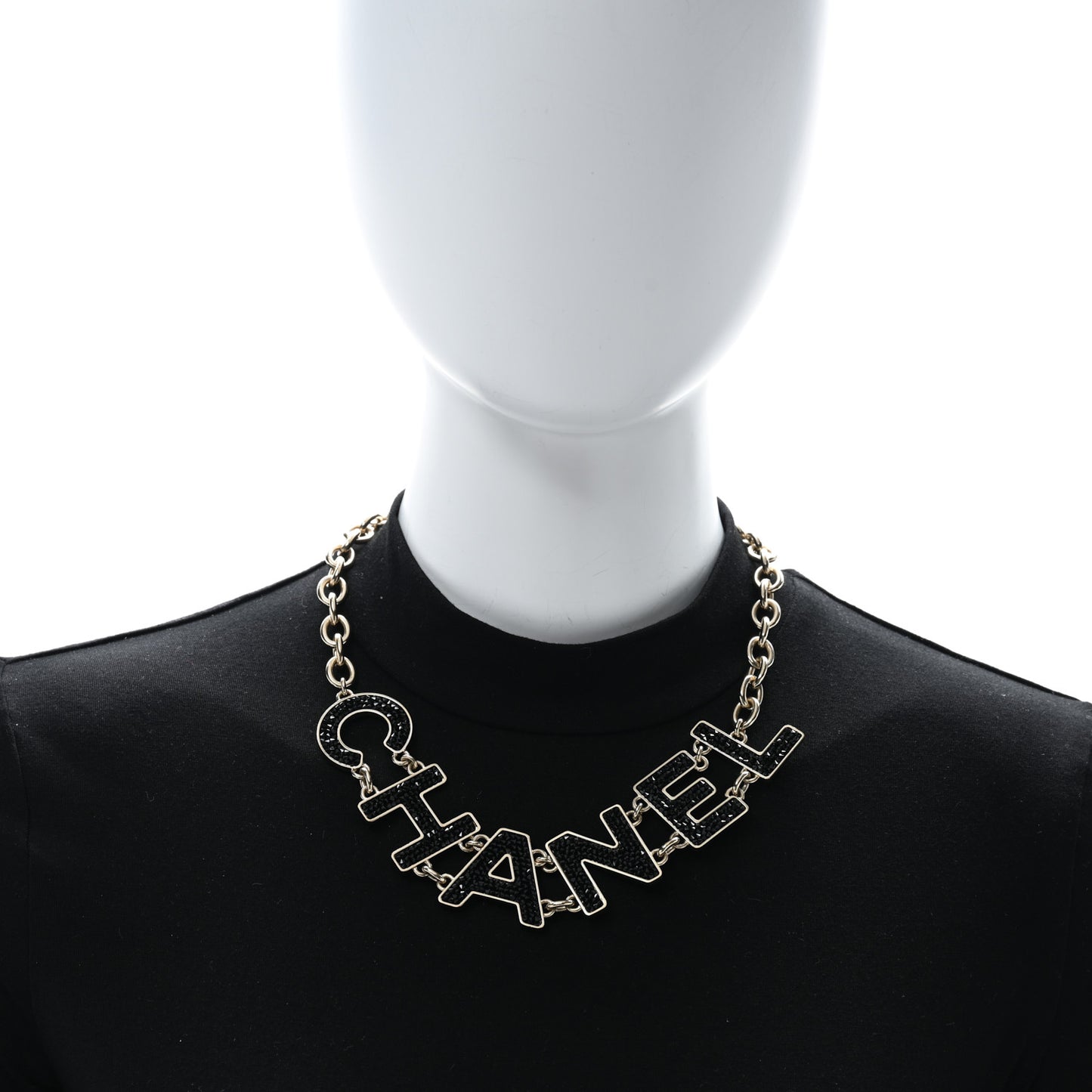 Crystal Logo Necklace Black Silver