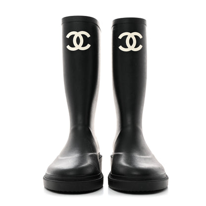 Chanel Caoutchouk CC High Boots 37 Black 2 of 8