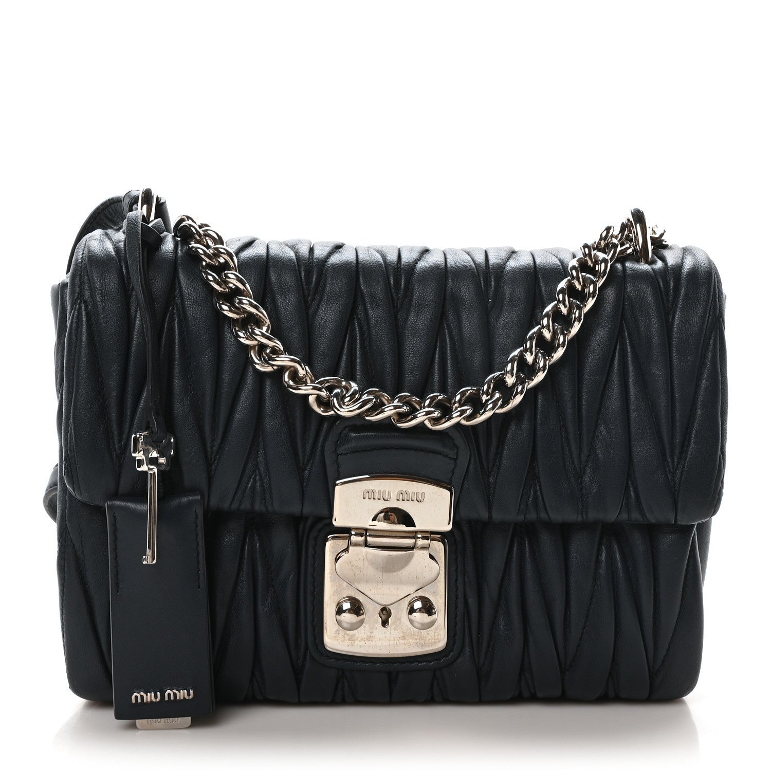Miu Miu Nappa Matelasse Flap Bag Navy 1 of 7