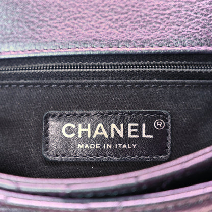 Chanel Iridescent Goatskin Quilted Small Double Carry Waist Chain Flap Purple 5 of 9