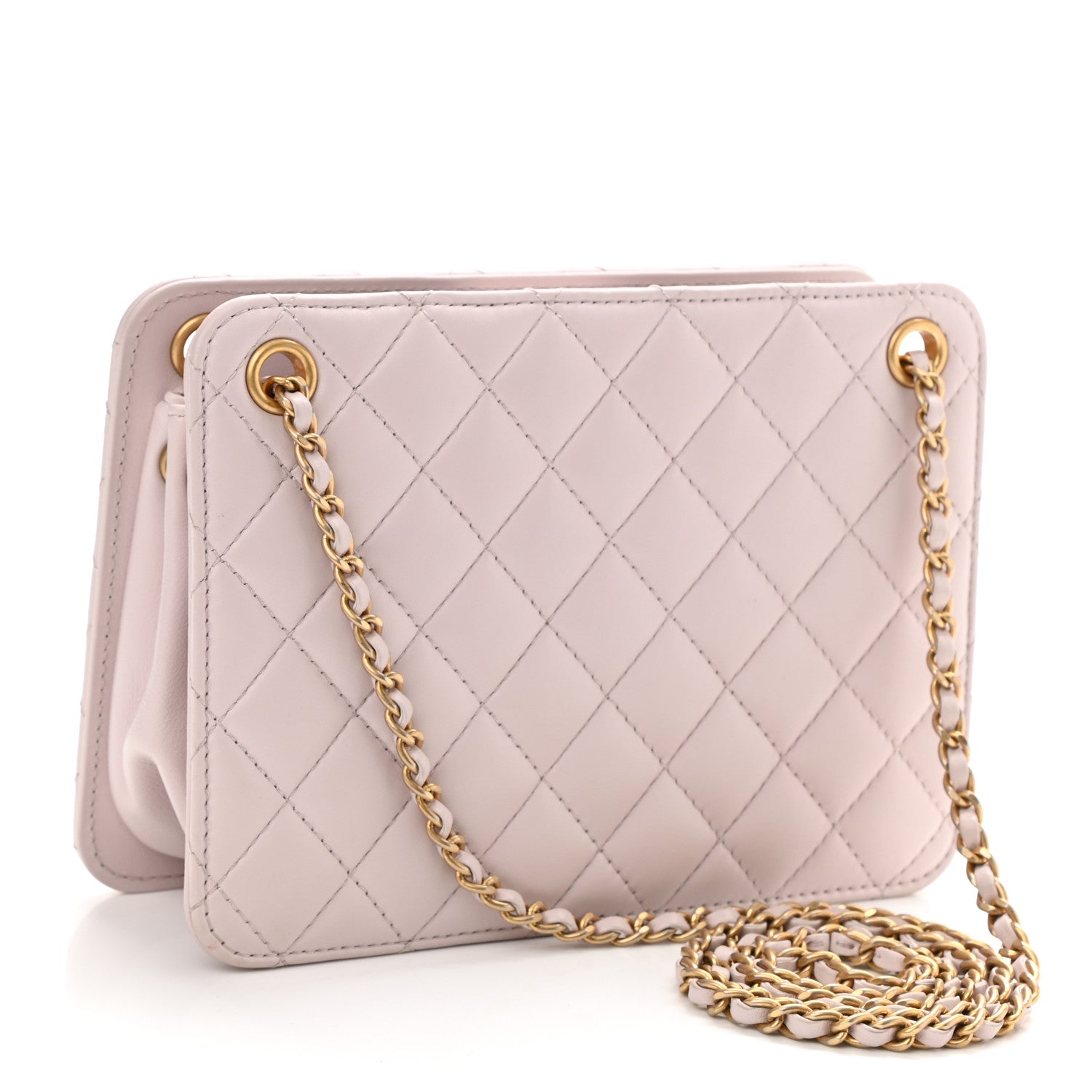 Chanel Calfskin Quilted Small CC Chain Accordion Tote Light Pink 3 of 10