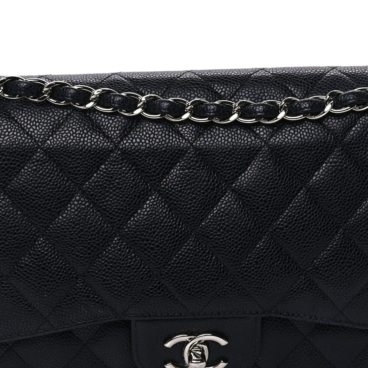 Caviar Quilted Jumbo Double Flap Black