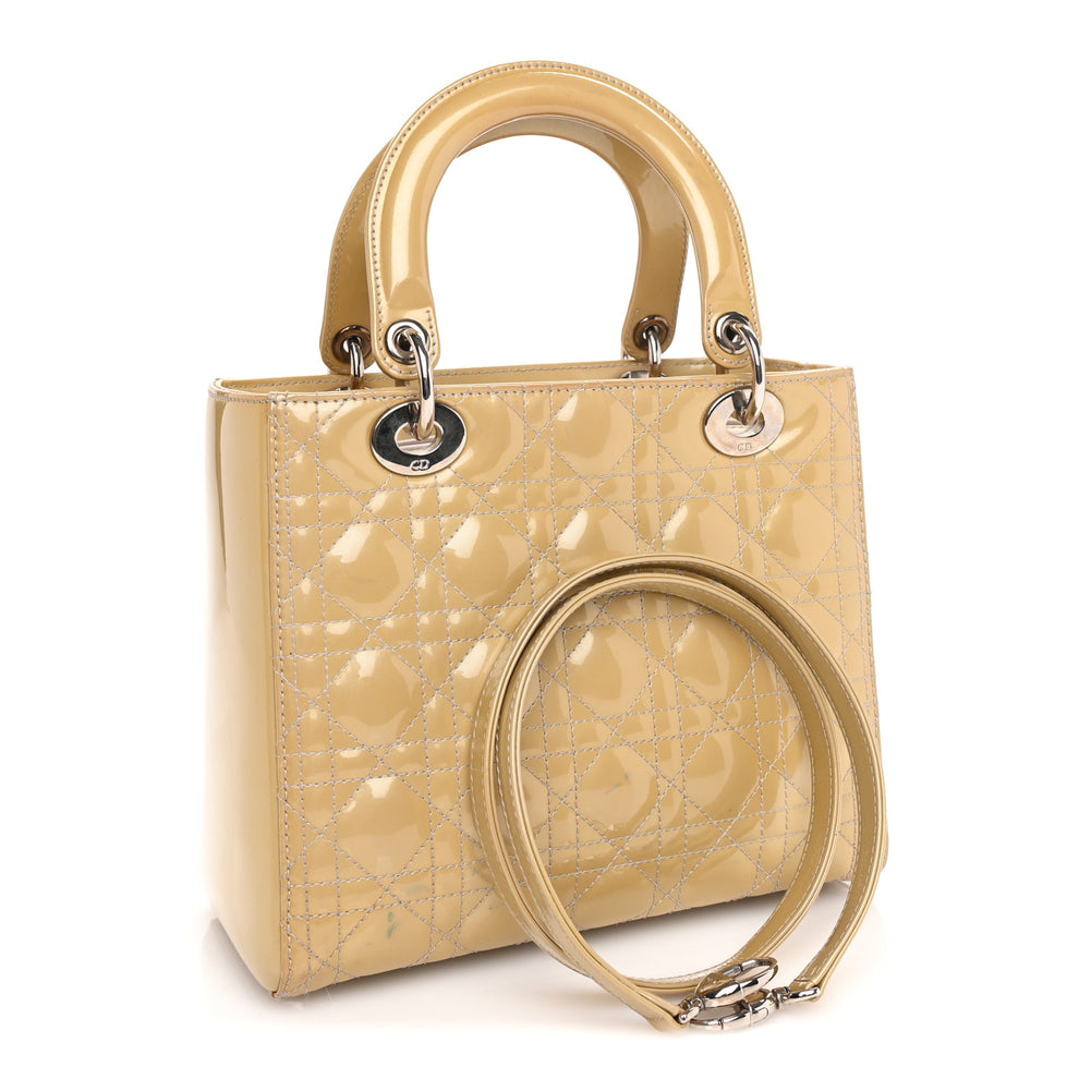 Knote Icon Christian Dior Patent Cannage Medium Lady Dior Grey 1992879 – FASHIONPHILE