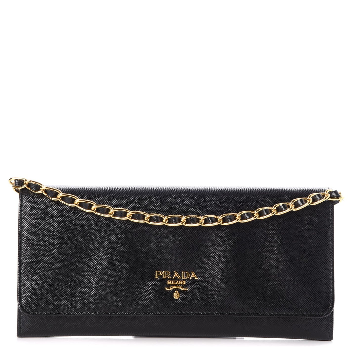 Saffiano Metal Oro Chain Wallet Nero Black