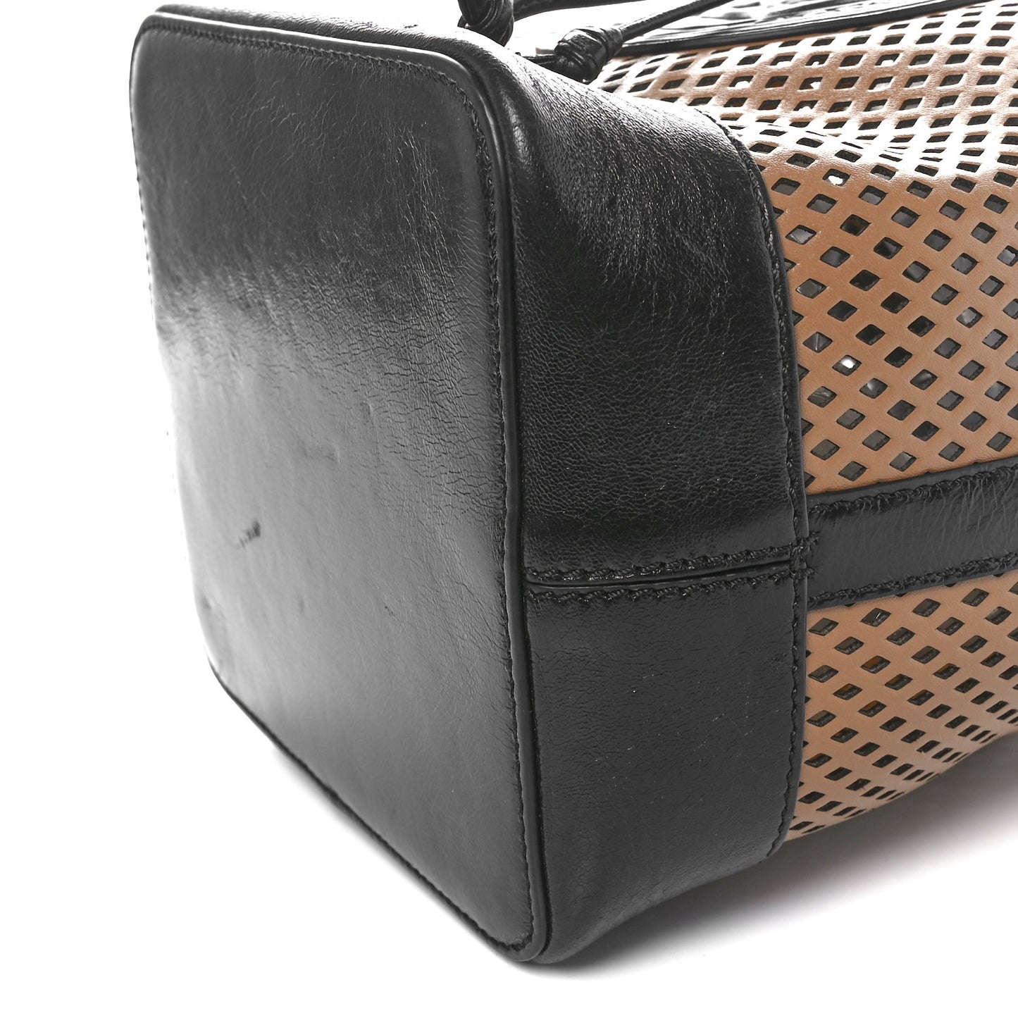 Vitello Liberty Glossy Lambskin F is Fendi Perforated Small Mon Tresor Bucket Bag Sand Mimosa Black