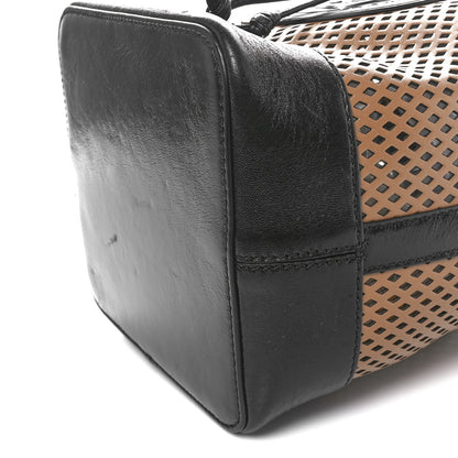 Fendi Vitello Liberty Glossy Lambskin F is Fendi Perforated Small Mon Tresor Bucket Bag Sand Mimosa Black 10 of 10