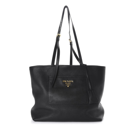 Prada Vitello Daino Pocket Shopping Tote Black 1 of 9