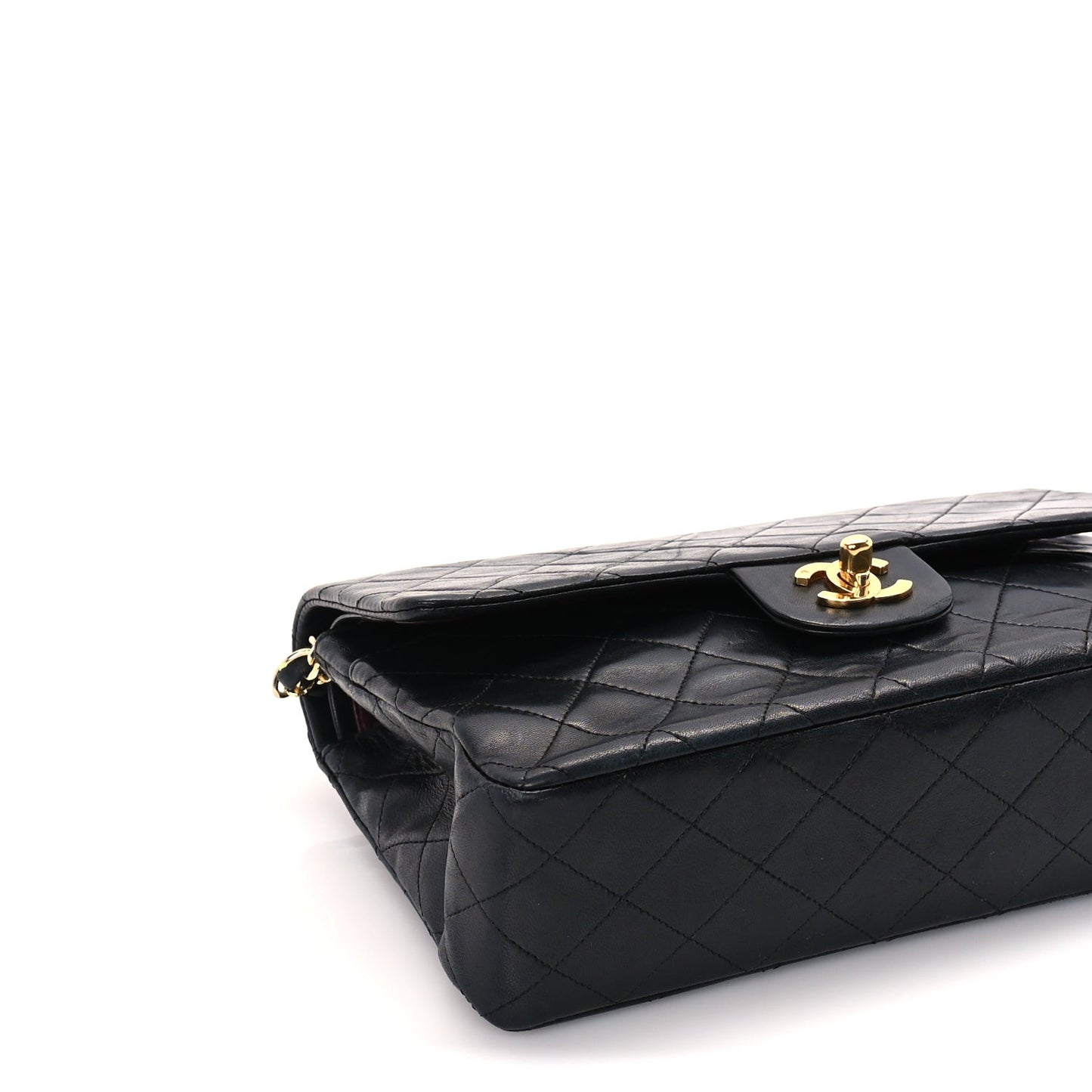 Lambskin Quilted Medium Double Flap Black
