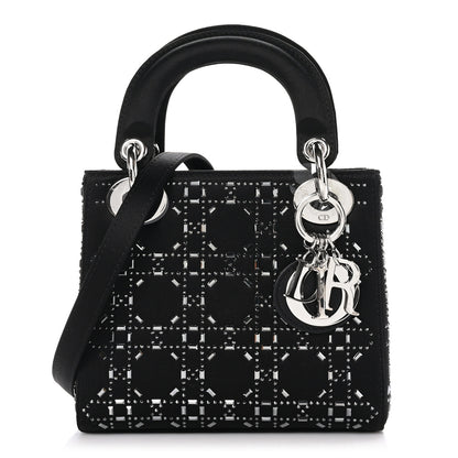 Christian Dior Satin Crystal Cannage Mini Lady Dior Black 1 of 9