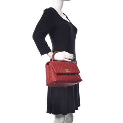 Chanel Caviar Quilted Small Coco Handle Flap Red 2 of 11